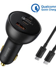 Baseus 160W Car Charger QC 5.0 Fast Quick Charging PPS PD3.0 USB Type C Car Phone Charge For iPhone 13 14 15 Pro Laptops Tablets