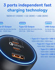 Baseus 160W Car Charger QC 5.0 Fast Quick Charging PPS PD3.0 USB Type C Car Phone Charge For iPhone 13 14 15 Pro Laptops Tablets