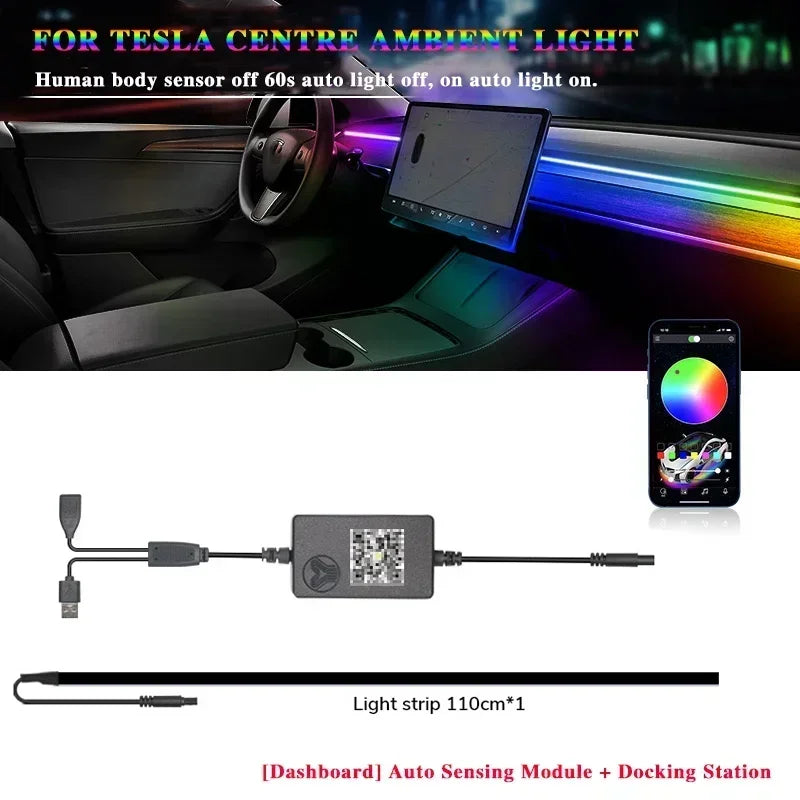 For Tesla Model 3/Y 2 IN 1 Dynamic Neon RGB Car LED