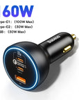 Baseus 160W Car Charger QC 5.0 Fast Quick Charging PPS PD3.0 USB Type C Car Phone Charge For iPhone 13 14 15 Pro Laptops Tablets