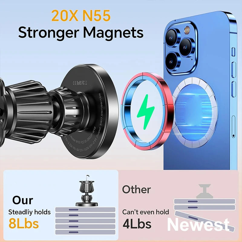 Dashboard Magnetic Wireless Car Phone Charger Adapter 15W