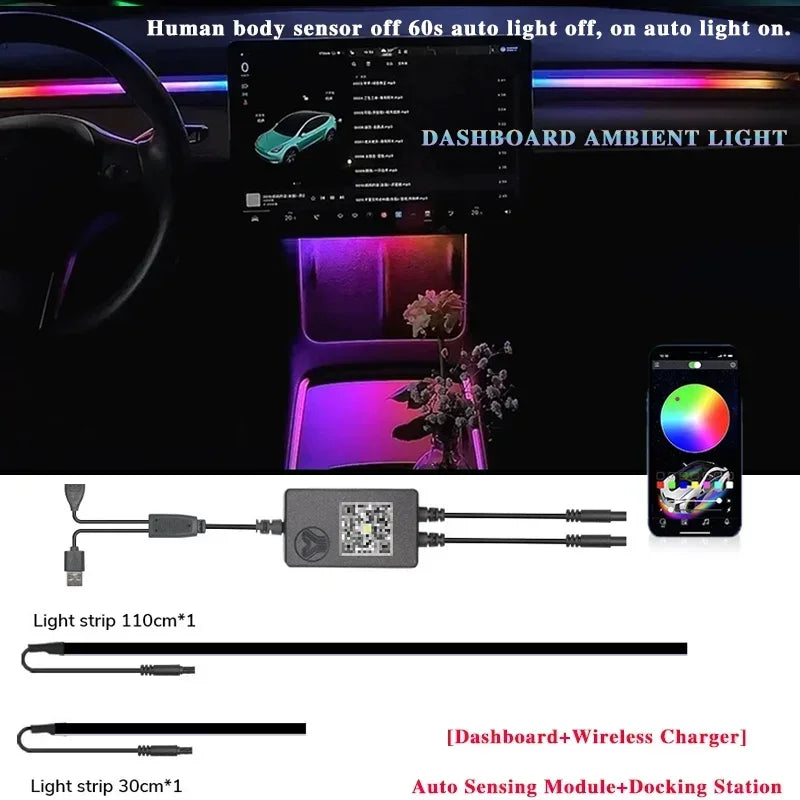 For Tesla Model 3/Y 2 IN 1 Dynamic Neon RGB Car LED